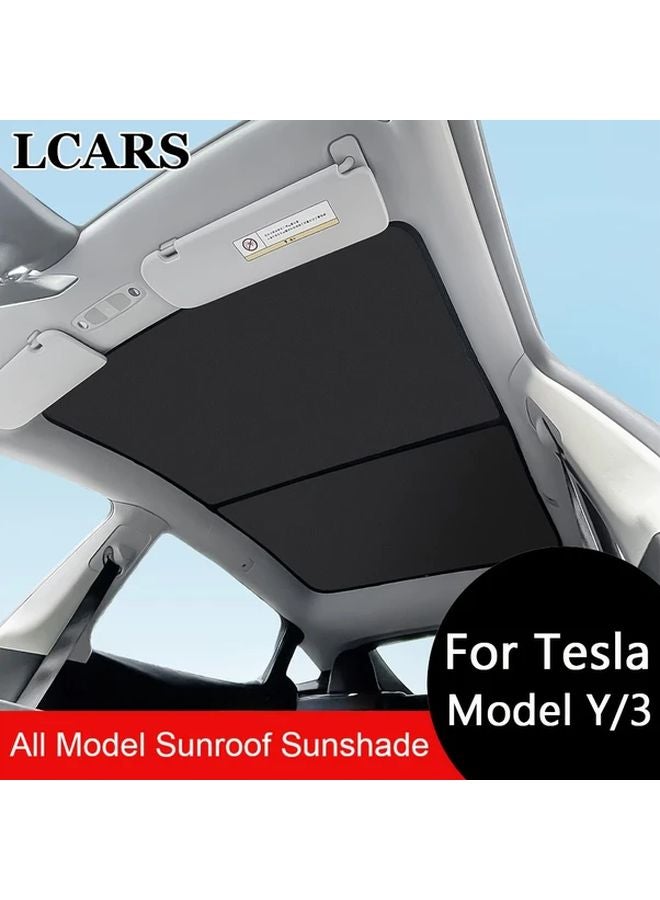 Model Y Black Sunroof Sunshade Two Piece Set For Sun Protection - Image 1